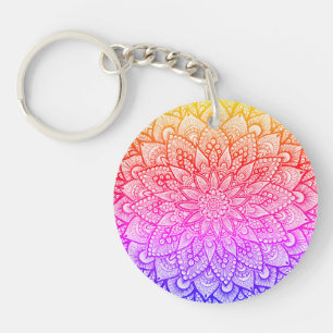 Llavero Diseño de Mandala Multicolor Arte Original
