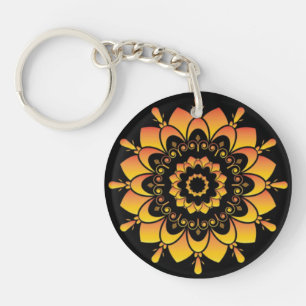 Llavero Diseño de Mandala Único Dorado