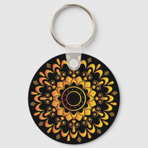 Llavero Diseño de Mandala Único Dorado-95747