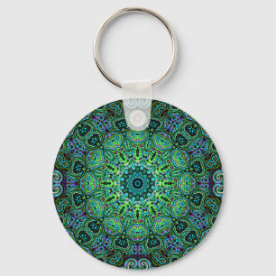 Llavero diseño de mandala verde esmeralda