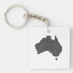 Llavero Diseño de mapas de Australia con fronteras ocultas