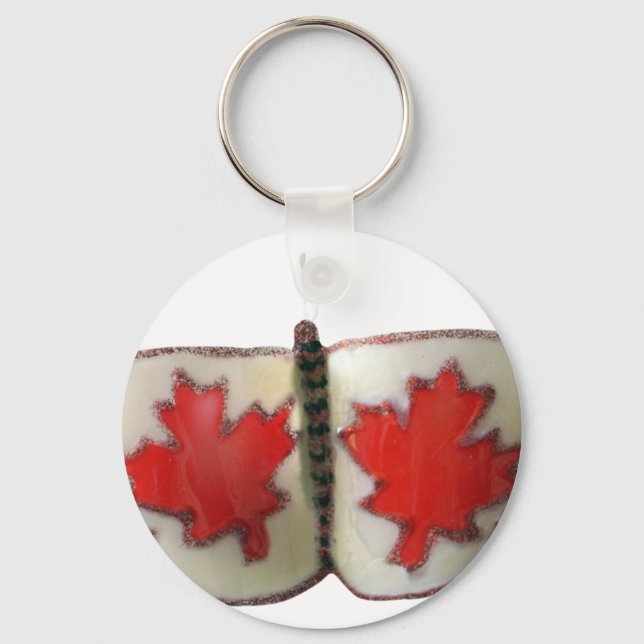 Llavero Diseño de mariposa de bandera canadiense (Anverso)