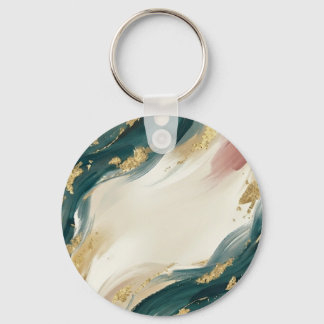 Llavero Diseño de mármol abstracto esmeralda y dorado