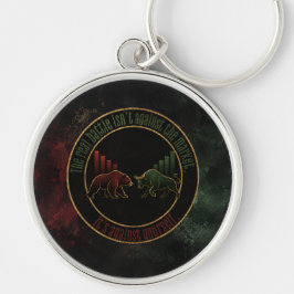 Llavero Diseño de Mentalidad de Trader Verde Toro Oso Rojo
