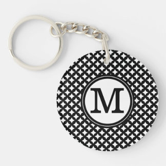 Llavero Diseño de monograma en blanco y negro de moda