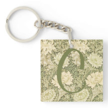 Diseño de monograma floral verde de Wm Morris