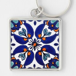 Llavero Diseño de mosaico Talavera Terracotta Mexicana No.