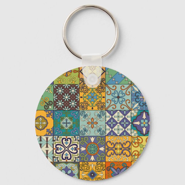 Llavero Diseño de mosaicos de talavera portuguesa (Anverso)