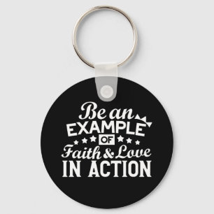 Llavero Diseño de motivación cristiana - Fe, amor y acción