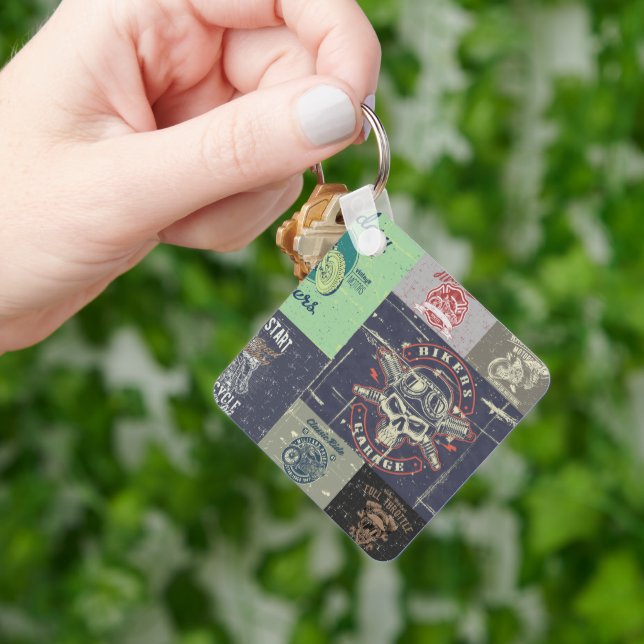 Llavero Diseño de motocicletas Retro Grunge (Mano)