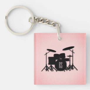 Llavero Diseño de música con juego de tambor monograma ros