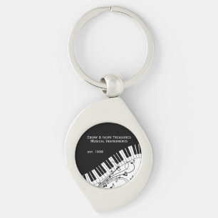 Llavero Diseño de música de teclado de piano Dos líneas de