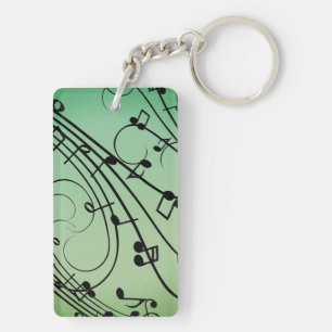 Llavero Diseño de música verde notas elegantes