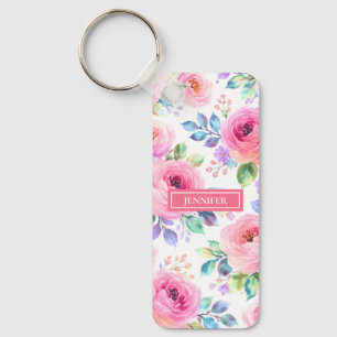 Llavero Diseño de nombre personalizado boho floral al aman