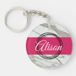 Llavero Diseño de nombres personalizados rosa de mármol gr