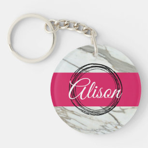Llavero Diseño de nombres personalizados rosa de mármol gr