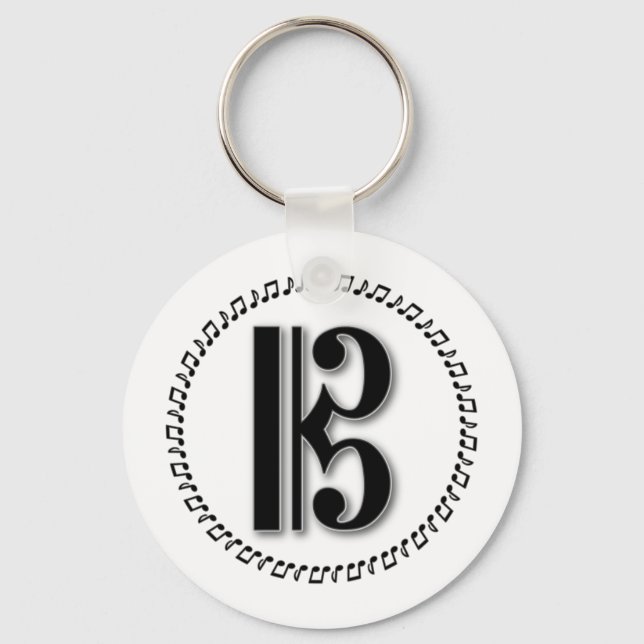 Llavero Diseño de notas de música Alto o Tenor Clef para C (Anverso)