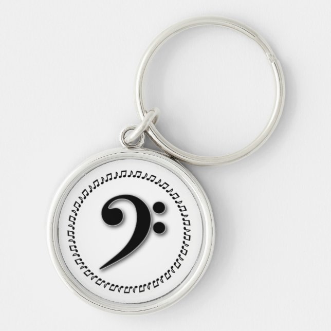 Llavero Diseño de notas de música de Bass Clef (Frente)