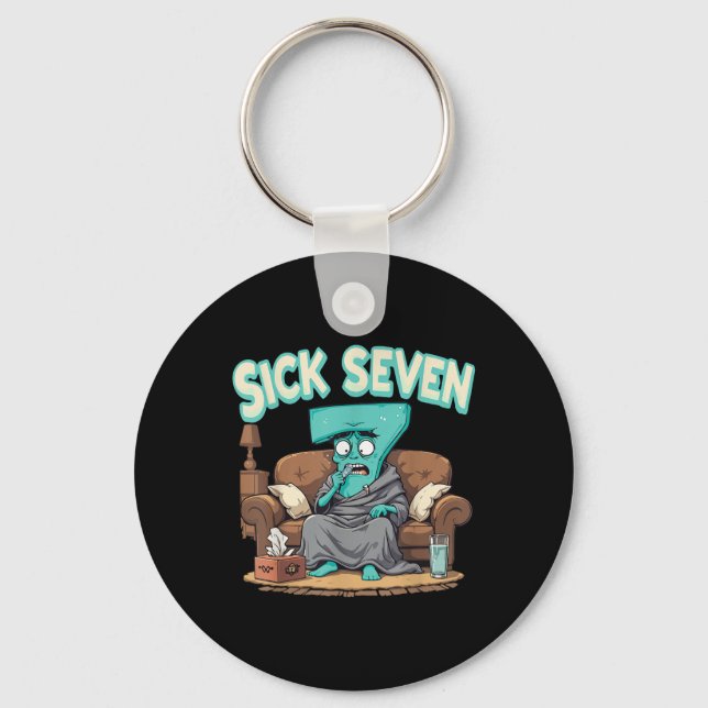 Llavero Diseño de número de Halloween Retro Sick Seven 67  (Anverso)