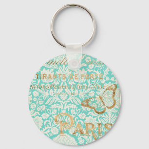 Llavero Diseño de oro de París con mariposa