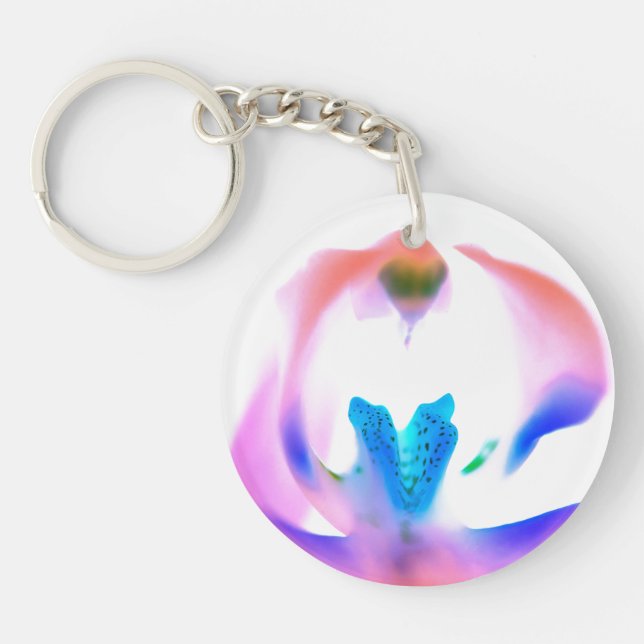 Llavero Diseño de orquídeas rosadas Keychain acrílico (Frente)