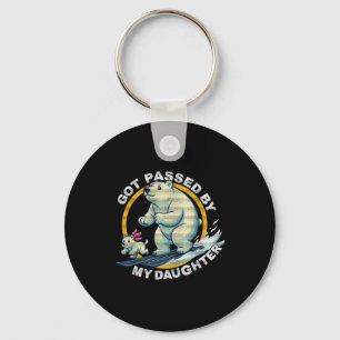 Llavero Diseño de oso polar esquiando Pateado por mi hija 