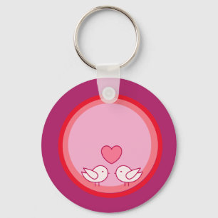 Llavero Diseño de pájaro lindo y corazón de amor