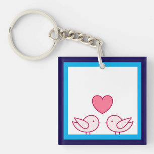 Llavero Diseño de pájaro lindo y corazón de amor