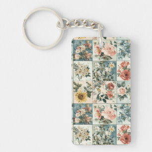 Llavero Diseño de Parchwork floral vintage