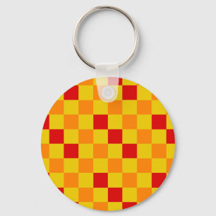 Llavero Diseño de patrón a cuadros rojo naranja amarillo