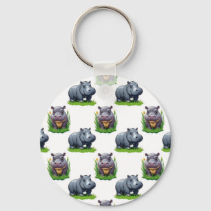 Llavero Diseño de patrón de animal de hipopótamo Moo Deng