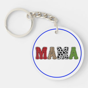 Llavero Diseño de patrón de cuadros de Mama Christmas