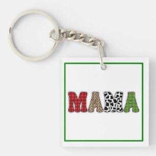 Llavero Diseño de patrón de cuadros de Mama Christmas