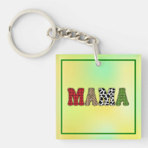 Llavero Diseño de patrón de cuadros de Mama Christmas