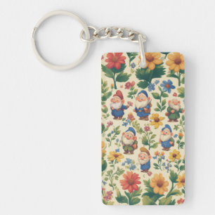 Llavero Diseño de patrón de flores de gnomo