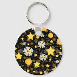 Llavero Diseño de patrón de flores estrellas sol brilla