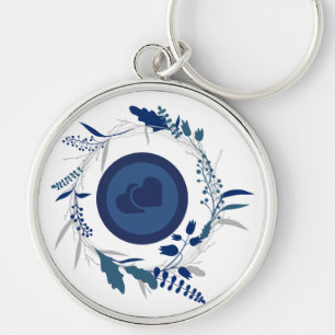 Llavero Diseño de patrón de forma de doble corazón en círc