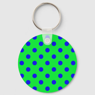 Llavero Diseño de patrón de lunares azules sobre verde