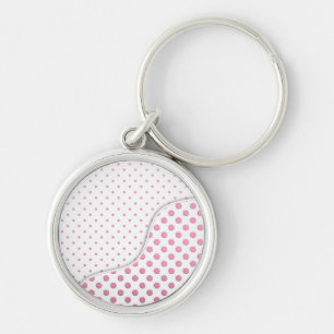 Llavero Diseño de Patrón de Lunares Dulces Rosados y Blanc