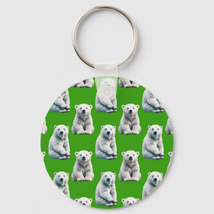 Llavero Diseño de patrón de oso polar verde