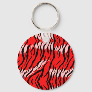 Llavero Diseño de patrón de piel de animal de Tigre Rojo
