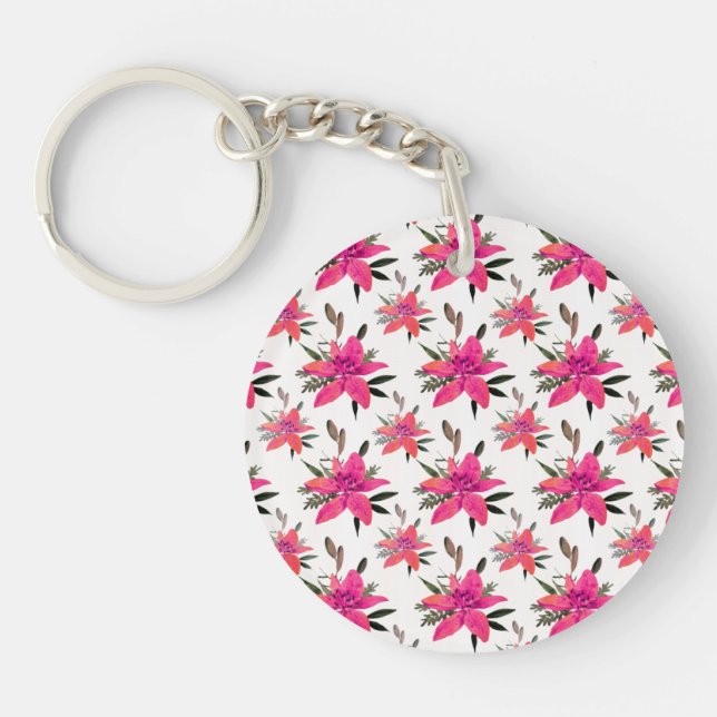 Llavero Diseño de patrón floral rosa-29500 (Frente)
