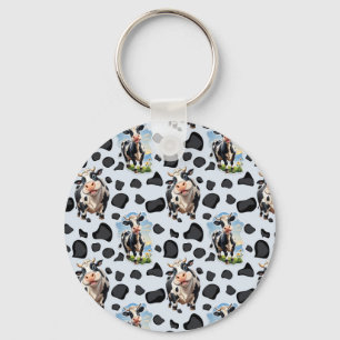 Llavero Diseño de patrones de animales de vaca