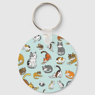 Llavero diseño de patrones de gato lindos para los amantes