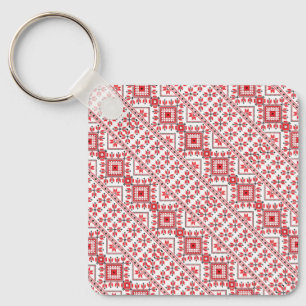 Llavero Diseño de patrones ucranianos decorativos rojos li