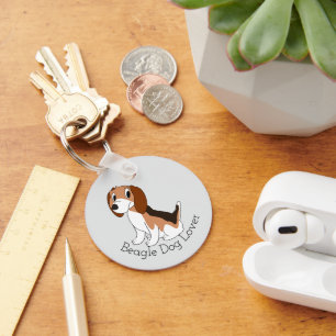 Llavero Diseño de perro Beagle en cualquier color de fondo