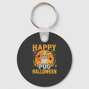 Llavero Diseño de perro espeluznante de Halloween de Pug f