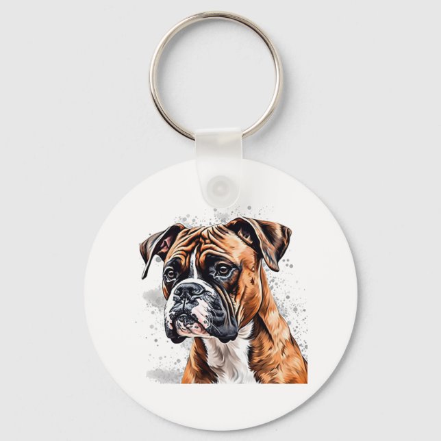 Llavero Diseño de perro fotográfico portátil Boxer Buddy (Anverso)