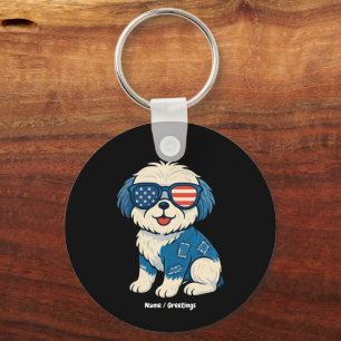 Llavero Diseño de perros Mascotas de Denim Funny Retro