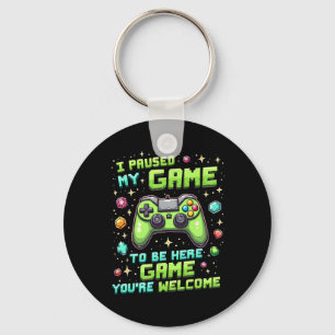 Llavero Diseño de píxeles divertido para jugadores Pausé m